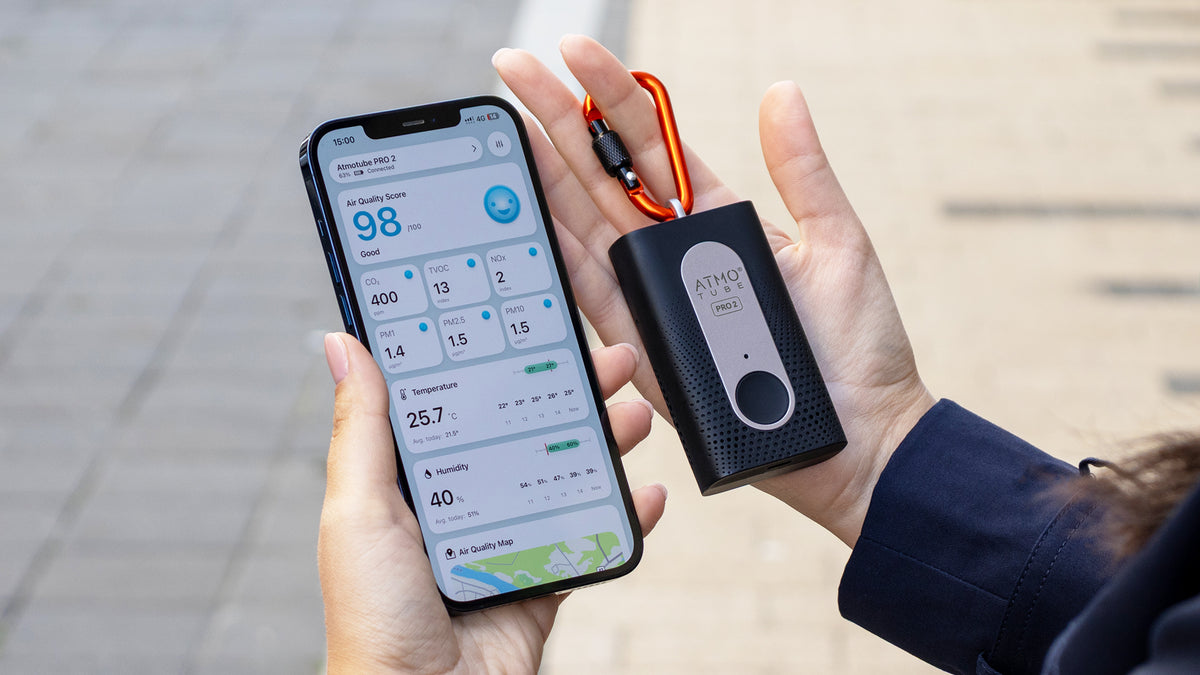 Atmotube PRO 2 – Monitor Portatile Della Qualità Dell'Aria, Misura PM, CO2, VOC, NOx, Temperatura